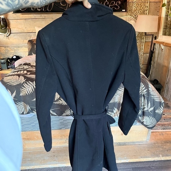 Eclipse, black  tie up trench coat pea coat size M - Picture 3 of 15